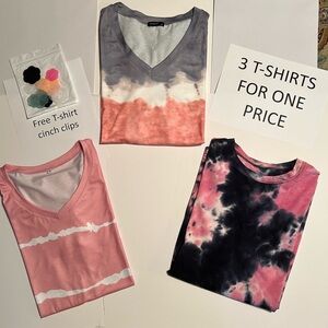 Tie Dye TShirts all have pink, 1w/gray, 1w/navy, 1w/white.